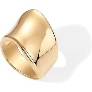14K Gold Plated Chunky Statement Ring for Women | Stainless Steel Hypoallergenic